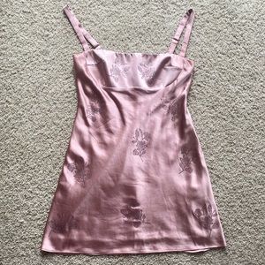 New OhPolly Eugenie A-Line Satin Mini Dress in Mauve